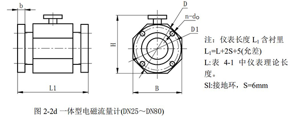 漿液型電磁流量計外形尺寸圖二